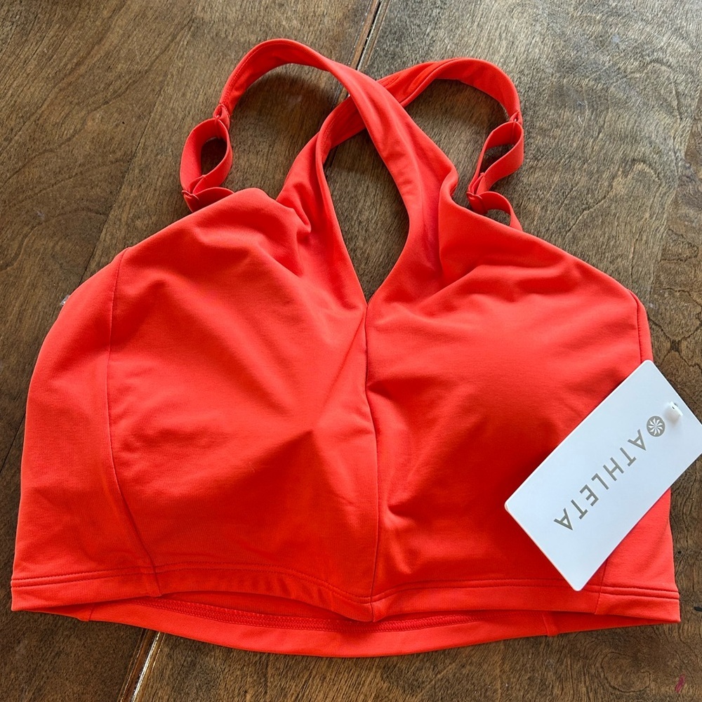 Athleta D/DD Crossback Bikini Top Coral Red NWT Size Small Support Swim - Picture 8 of 8